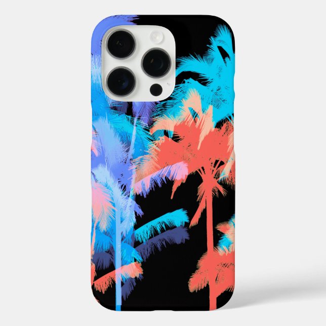 Tropical Heat Wave Neon Hawaiian Palm Trees Black Case-Mate iPhone Case (Back)