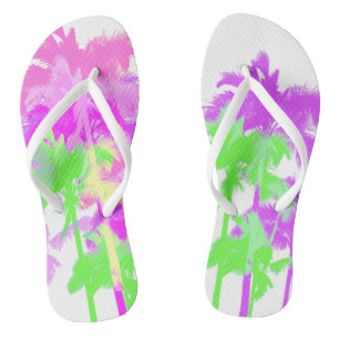 Tropical Heat Wave Neon Hawaiian Palm Trees Jandals