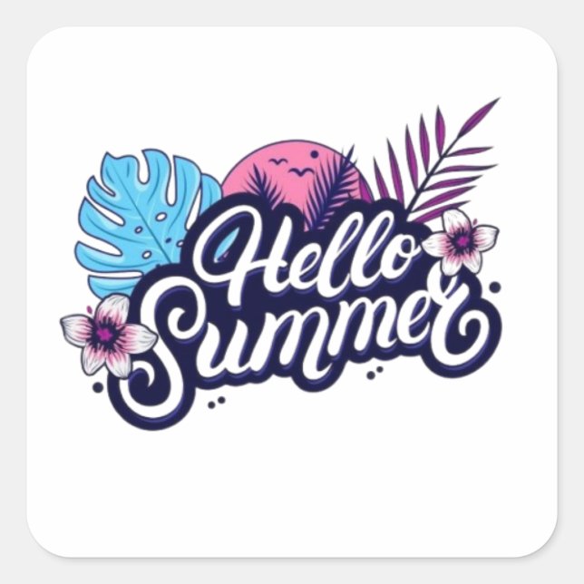 Tropical Hello Summer Sticker (Front)