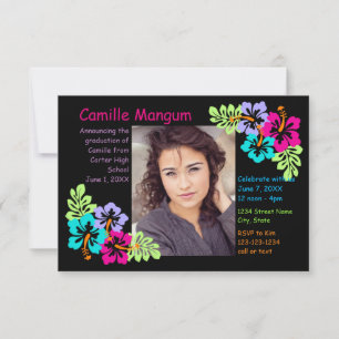 Tropical Hibiscus - 3x5 Graduation Announcement