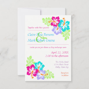 Tropical Hibiscus - 3x5 Wedding Invitation