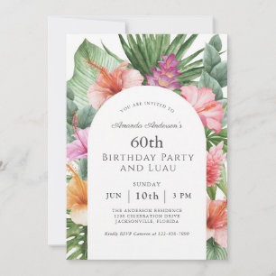 Tropical Hibiscus 60th Birthday Luau Invitation