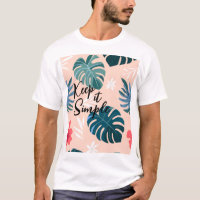 Tropical Hibiscus and Monstera Leaf Pattern