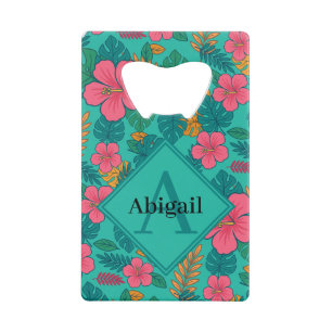 Tropical Hibiscus and Palm Leaf Pattern