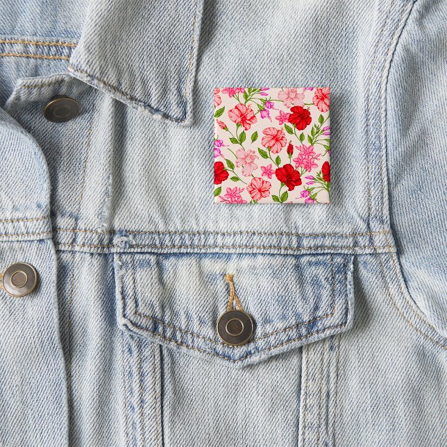 Tropical Hibiscus and Plumeria Floral Pattern 15 Cm Square Badge (Creator Uploaded)