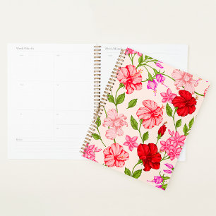 Tropical Hibiscus and Plumeria Floral Pattern Planner
