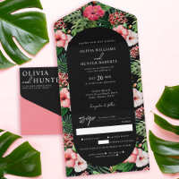 Tropical Hibiscus Arch Wedding Black