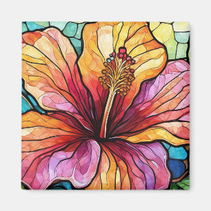 Tropical hibiscus art magnet