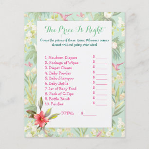 Tropical Hibiscus Baby Shower Games 2 Sided