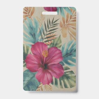 Tropical Hibiscus Badge ID Badge