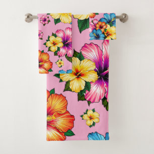 Tropical Hibiscus Bath Towel Set