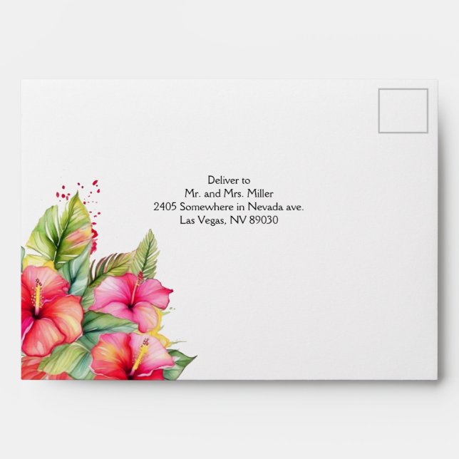 Tropical Hibiscus Beach Destination Envelope (Front)