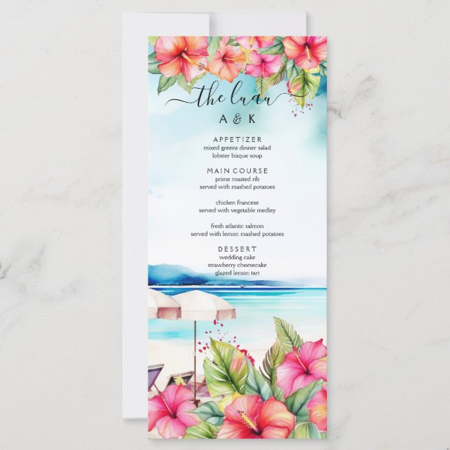Tropical Hibiscus Beach Destination Menu (Front)