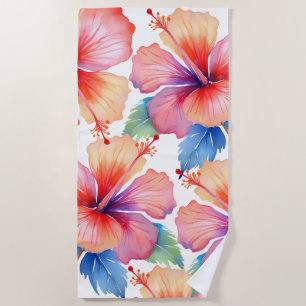 Tropical hibiscus beach towel