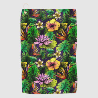 Tropical hibiscus bird of paradise foliage golf towel