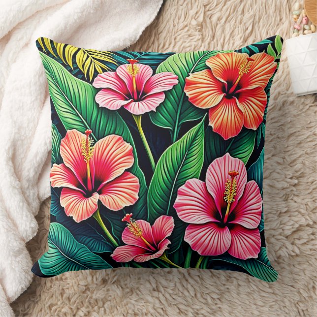 Tropical Hibiscus Bloom Artistry Cushion (Blanket)