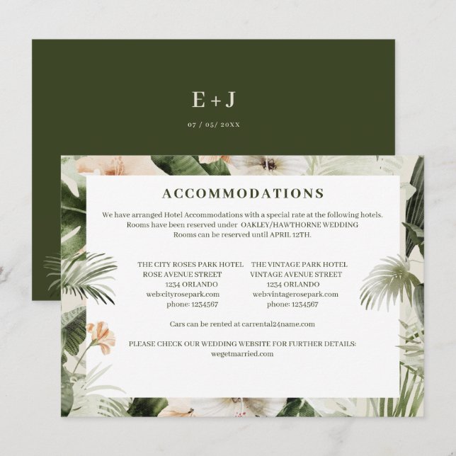 Tropical hibiscus boho pastel Wedding Card (Front/Back)