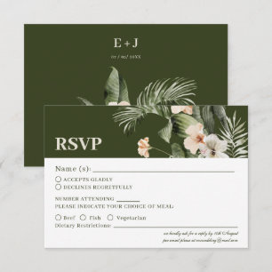 Tropical hibiscus boho pastel Wedding RSVP Card