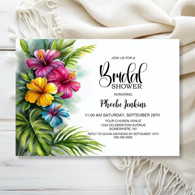 Tropical Hibiscus Bridal Shower Invitation (Creator Uploaded)