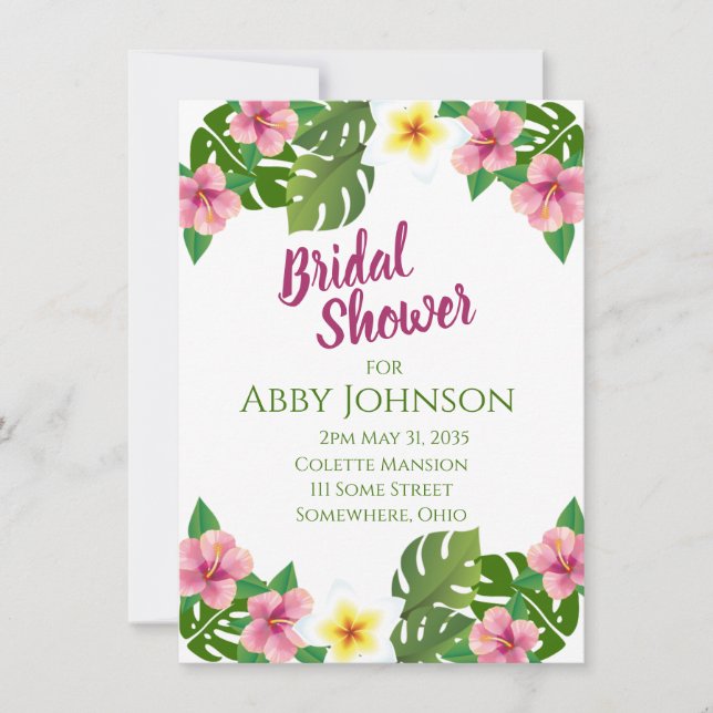Tropical Hibiscus Bridal Shower Invitation (Front)