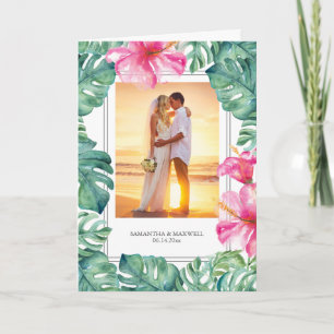 Tropical Hibiscus Bride & Groom Wedding Thank You