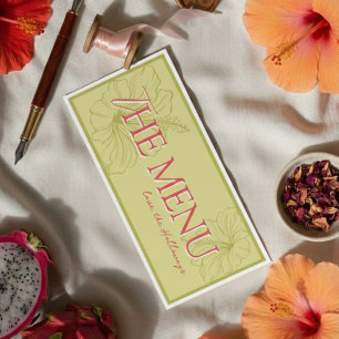 Tropical Hibiscus Chartreuse Vibrant Wedding Menu