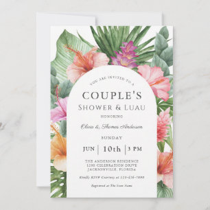 Tropical Hibiscus Couple's Baby Shower Luau Invitation