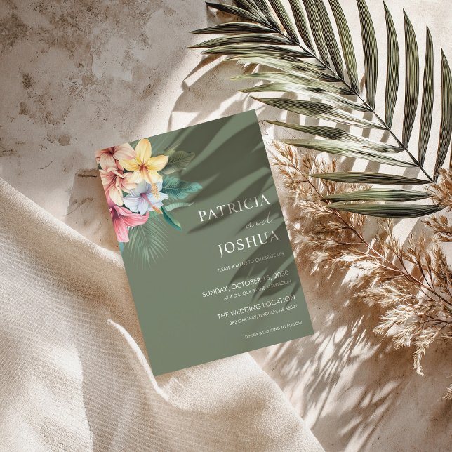 Tropical Hibiscus Destination Wedding Invitation (Creator Uploaded)
