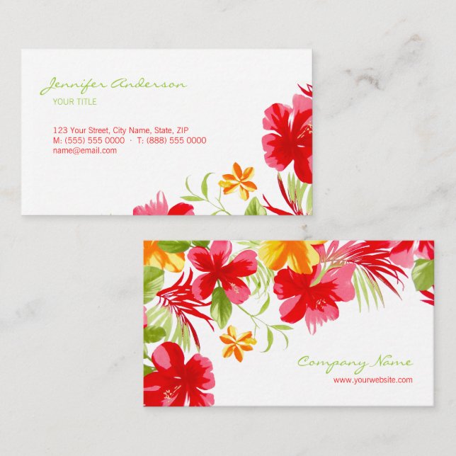 Tropical Hibiscus Event Planner business card (Front/Back)