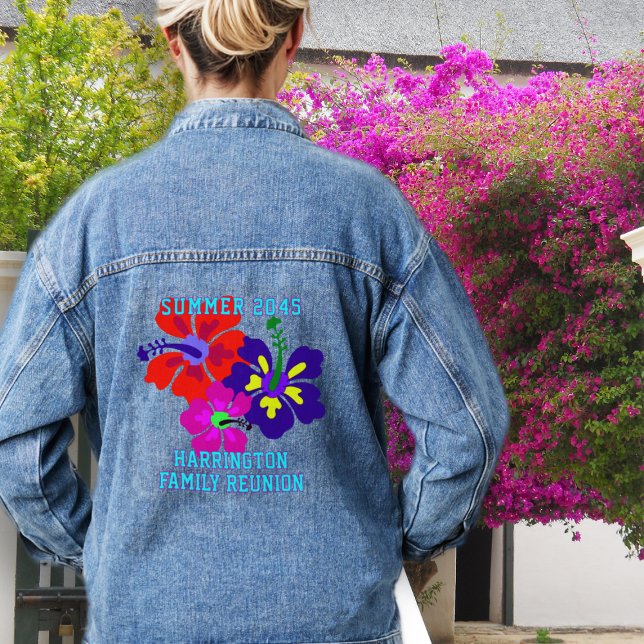 Tropical Hibiscus Family Reunion Denim Jacket (Creator Uploaded)