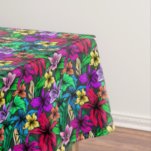 Tropical Hibiscus Floral Flower Pattern Tablecloth