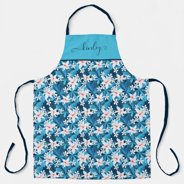 Tropical Hibiscus Floral Pattern 2 Apron (Front)