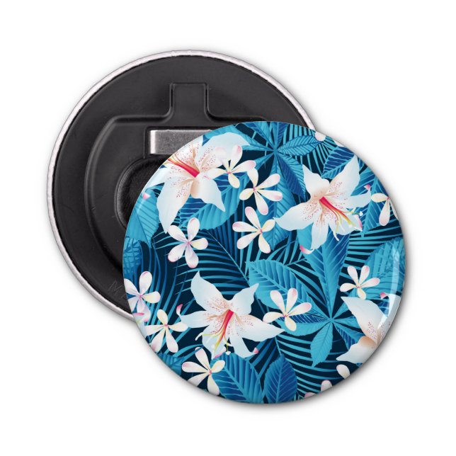 Tropical Hibiscus Floral Pattern 2 Bottle Opener (Front)