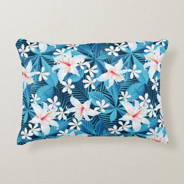 Tropical Hibiscus Floral Pattern 2 Decorative Cushion (Front)
