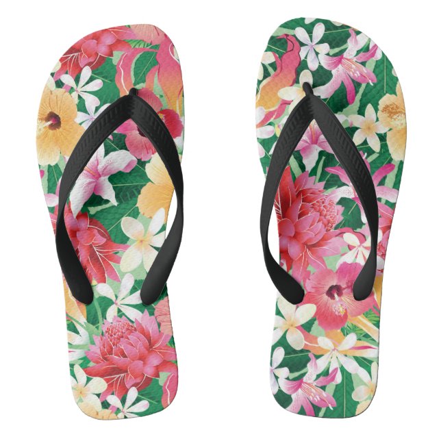 Tropical Hibiscus Floral Pattern 2 Jandals (Footbed)