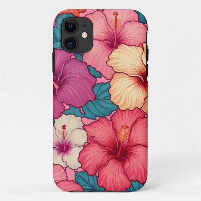 Tropical hibiscus floral pattern Case-Mate iPhone case (Back)