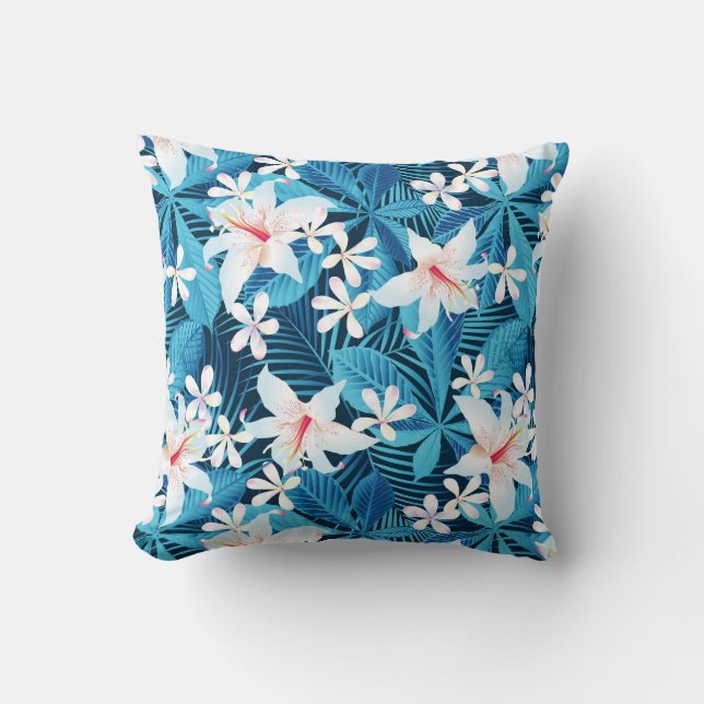 Tropical Hibiscus Floral Pattern Cushion (Front)