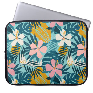 Tropical Hibiscus Floral Pattern Laptop Sleeve
