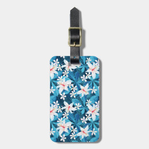 Tropical Hibiscus Floral Pattern Luggage Tag