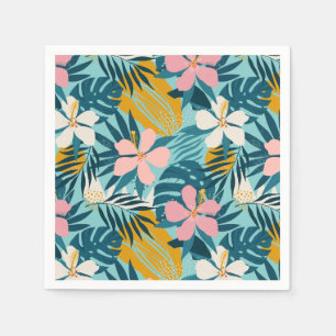 Tropical Hibiscus Floral Pattern Napkin