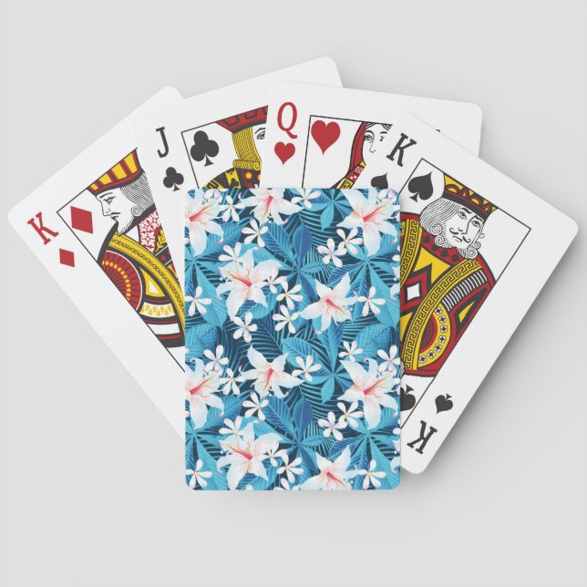 Tropical Hibiscus Floral Pattern Playing Cards (Back)