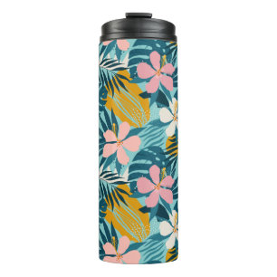 Tropical Hibiscus Floral Pattern Thermal Tumbler