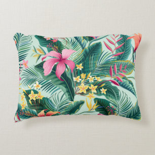 Tropical Hibiscus: Floral Seamless Pattern Decorative Cushion