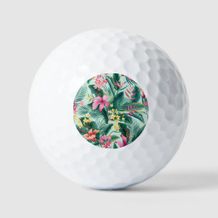 Tropical Hibiscus: Floral Seamless Pattern Golf Balls