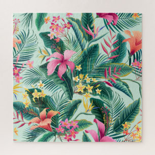 Tropical Hibiscus: Floral Seamless Pattern Jigsaw Puzzle