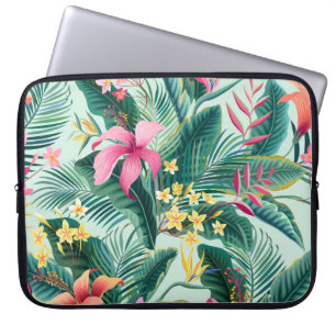 Tropical Hibiscus: Floral Seamless Pattern Laptop Sleeve