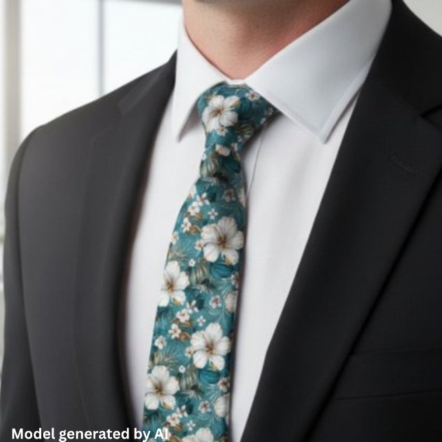 Tropical Hibiscus Floral Teal Tie (Creator Uploaded)