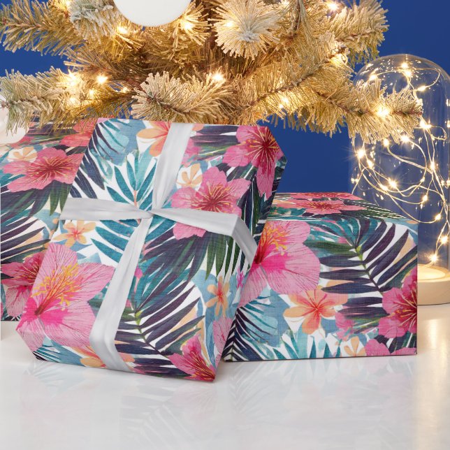 Tropical hibiscus floral  wrapping paper (Holidays)