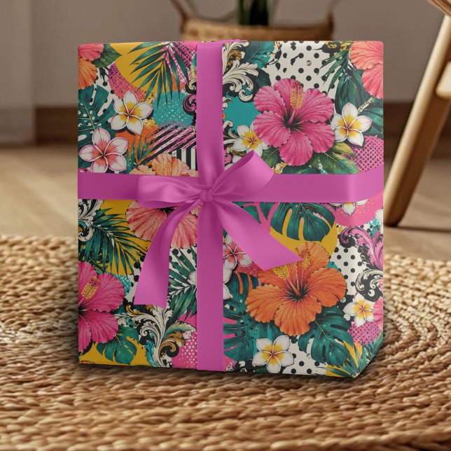 Tropical Hibiscus Floral Wrapping Paper (Creator Uploaded)