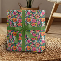 Tropical Hibiscus Floral Wrapping Paper